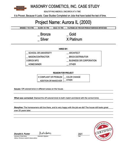 Scan of the case study form for case 407, filled in and signed