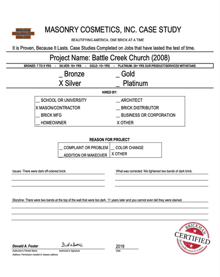 Scan of the case study form for case 262, filled in and signed
