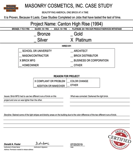 Scan of the case study form for case 082, filled in and signed