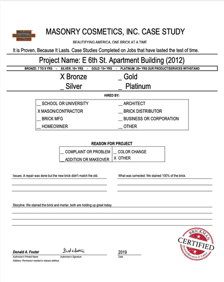 Scan of the case study form for case 185, filled in and signed