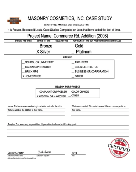 Scan of the case study form for case 228, filled in and signed