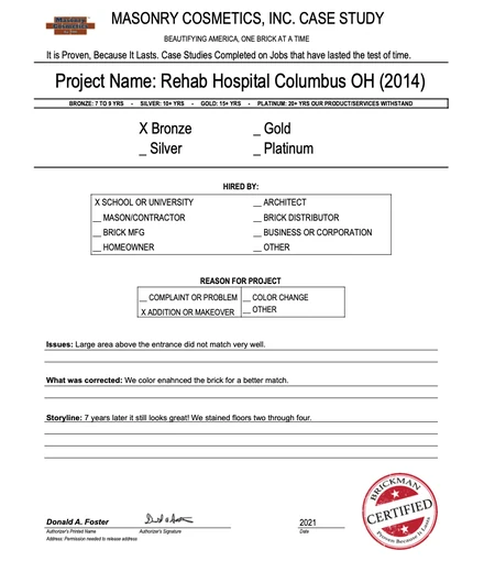 Scan of the case study form for case 413, filled in and signed