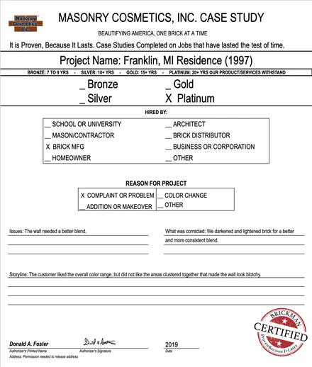 Scan of the case study form for case 144, filled in and signed