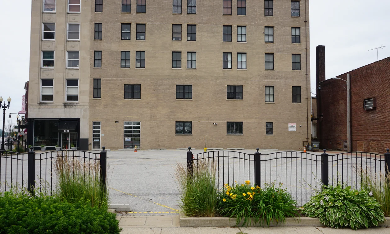 The main wall of a downtown Hammond office in 2019, its brick one even range eighteen years after it was darkened