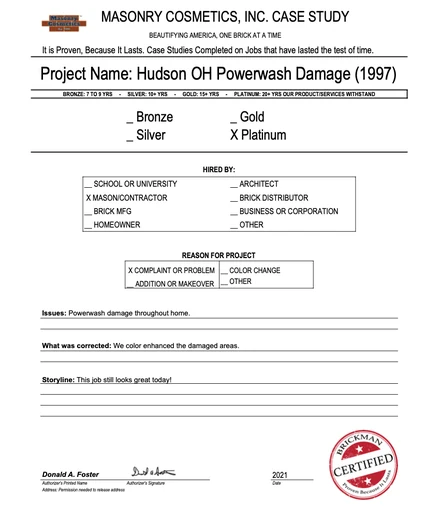 Scan of the case study form for case 412, filled in and signed