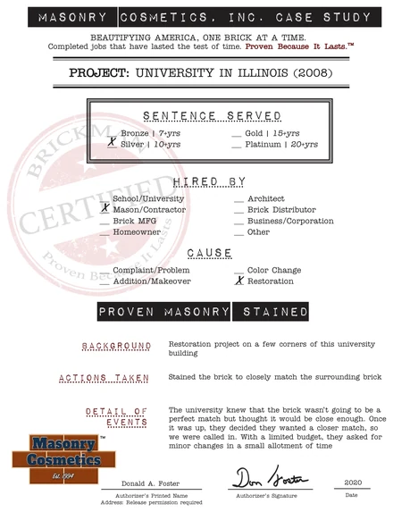 The case study form for case 044, filled in and signed