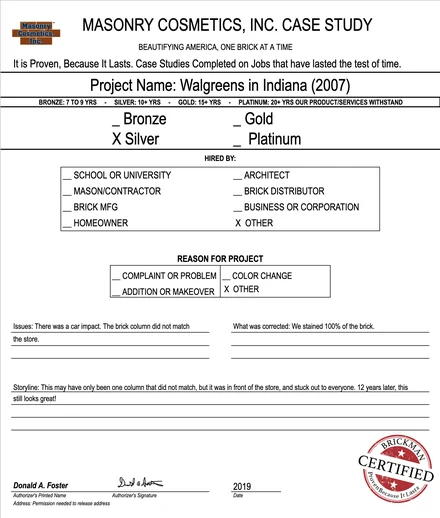 Scan of the case study form for case 195, filled in and signed