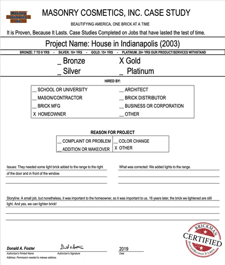The case study form for case 022, filled in and signed