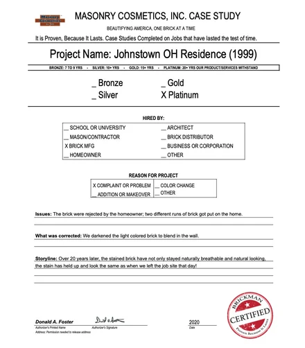 Scan of the case study form for case 285, filled in and signed