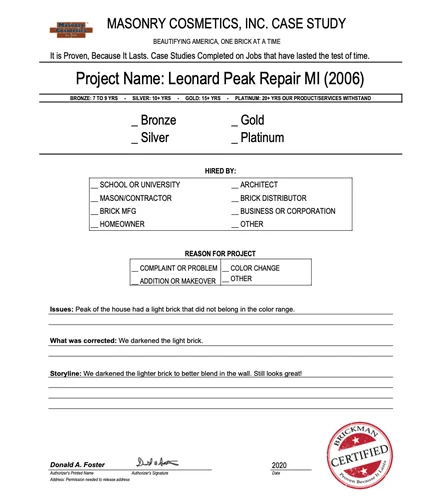 Scan of the case study form for case 375, filled in and signed