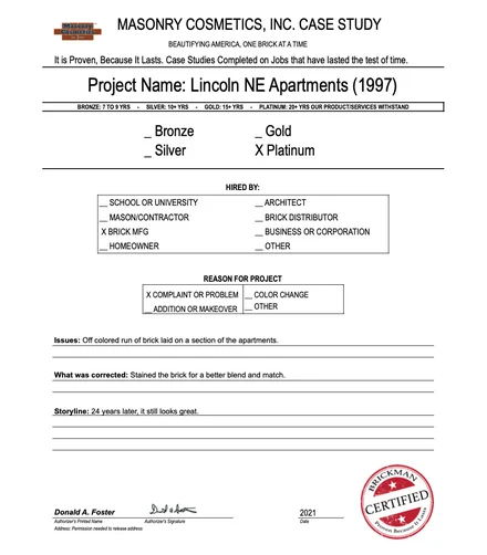 Scan of the case study form for case 403, filled in and signed