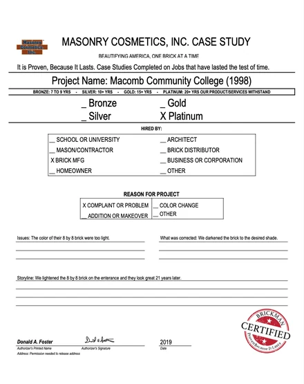 Scan of the case study form for case 218, filled in and signed
