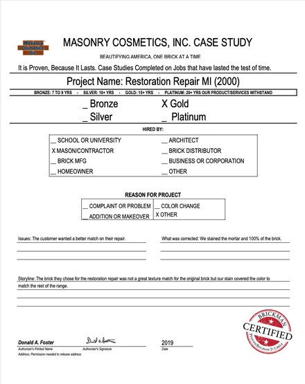 Scan of the case study form for case 210, filled in and signed