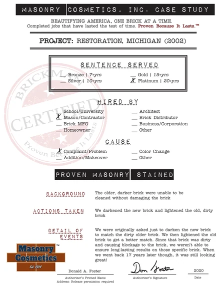 Scan of the case study form for case 206, filled in and signed