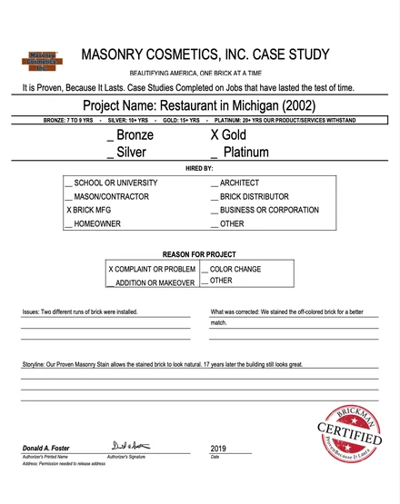 Scan of the case study form for case 209, filled in and signed