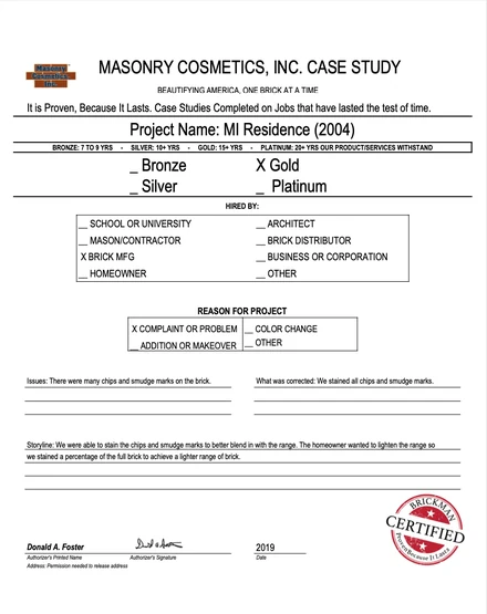 Scan of the case study form for case 223, filled in and signed