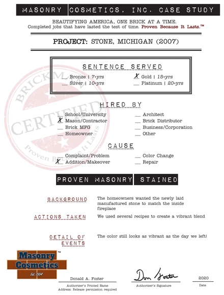 Scan of the case study form for case 393, filled in and signed