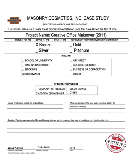 Scan of the case study form for case 214, filled in and signed