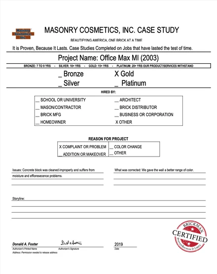 Scan of the case study form for case 200, filled in and signed