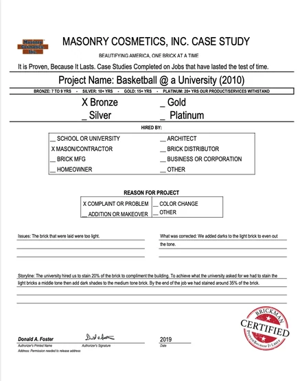 Scan of the case study form for case 203, filled in and signed