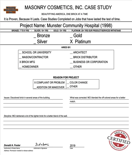 Scan of the case study form for case 045, filled in and signed
