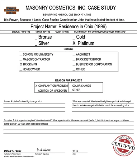 Scan of the case study form for case 118, filled in and signed