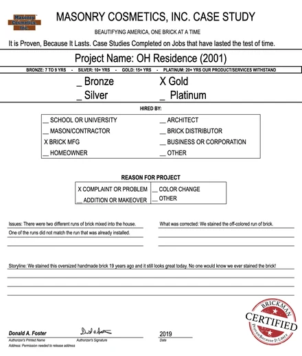 Scan of the case study form for case 257, filled in and signed