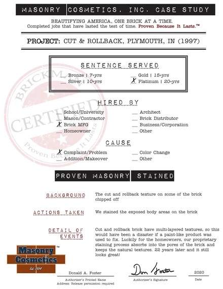 The case study form for case 101, filled in and signed, rendered from the case file booklet