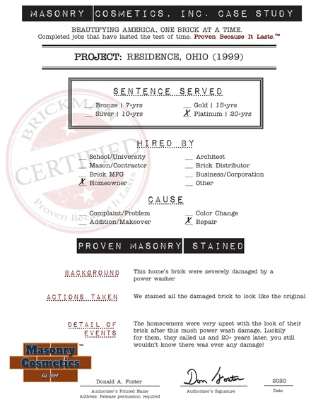 Scan of the case study form for case 256, filled in and signed