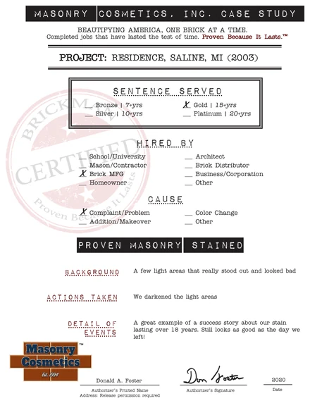 Scan of the case study form for case 341, filled in and signed
