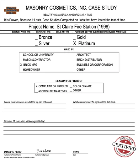 Scan of the case study form for case 111, filled in and signed