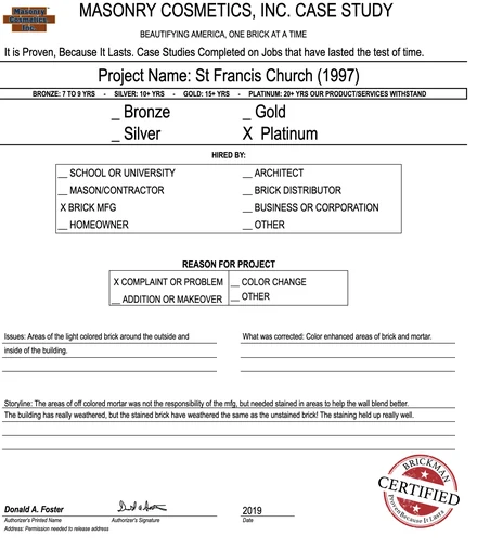 Scan of the case study form for case 075, filled in and signed
