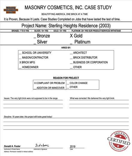 Scan of the case study form for case 096, filled in and signed