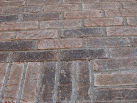 A second close-up in 2007 of a different area, a band of dark purple brown brick running through lighter red and grey units