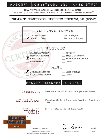 The case study form for case 384, filled in and signed