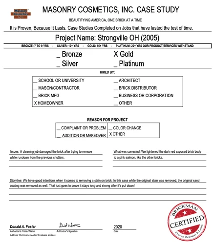 Scan of the case study form for case 358, filled in and signed