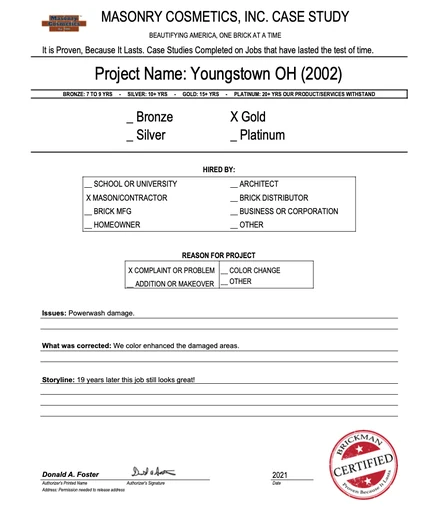Scan of the case study form for case 410, filled in and signed